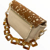 Beige and taba chic leather evening bag