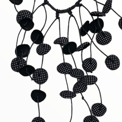 Black polka dots leather necklace