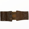 Brown leather belt with flowers