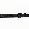 Black croc-print leather thin belt