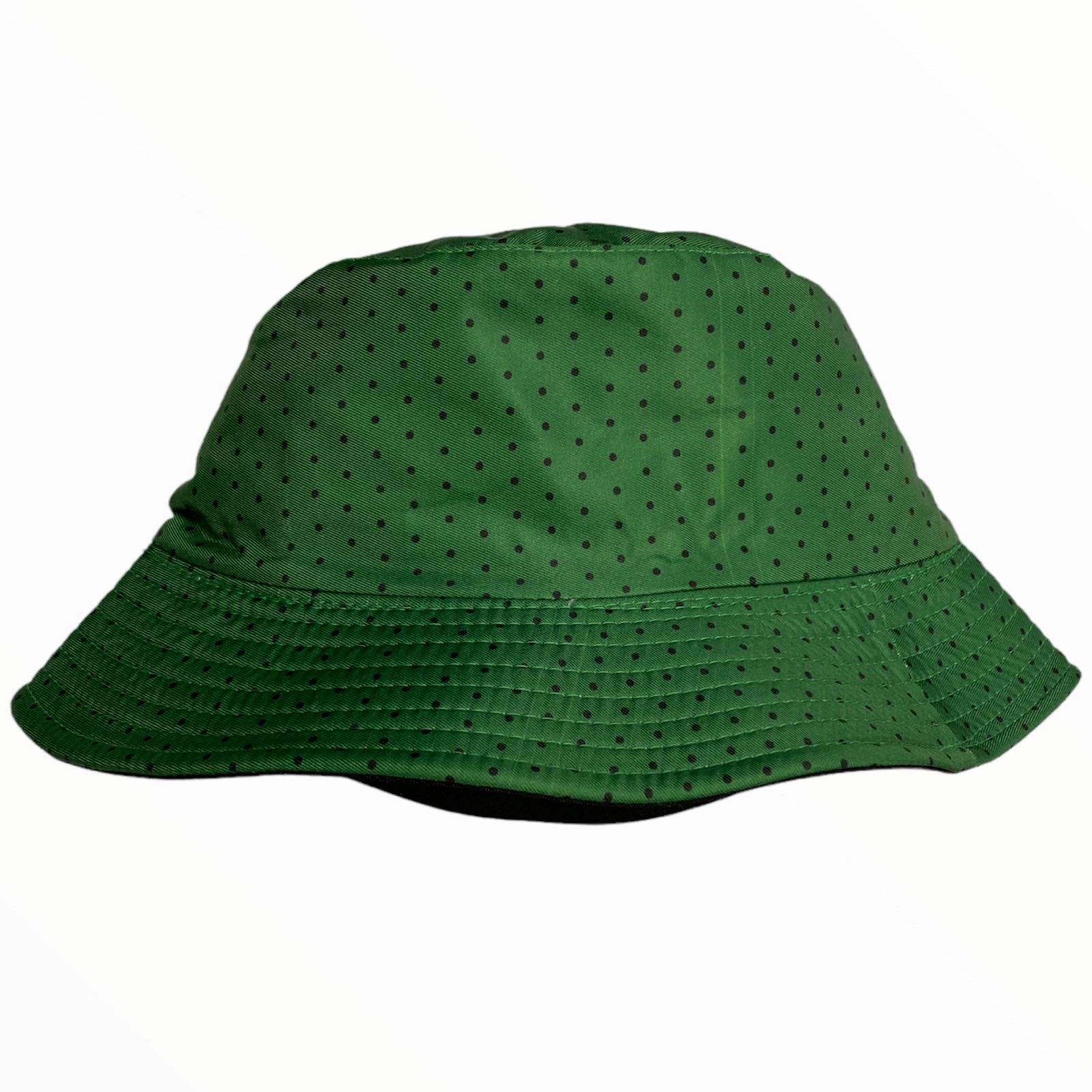 Green pois-black double face bucket hat