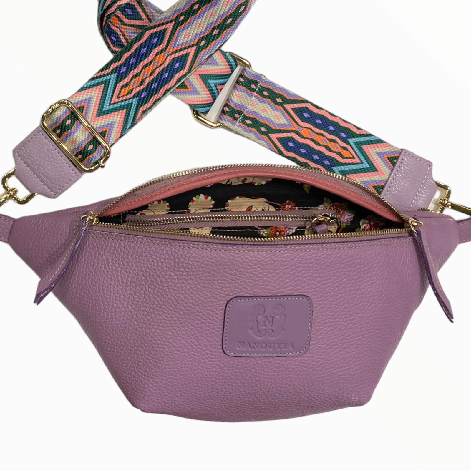 Lilac leather belt bag