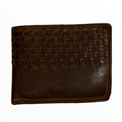 Brown leather handwoven man wallet