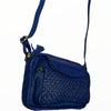 Royal blue messenger bag with handwoven details