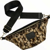 Black and camel floral calf-hair leather belt bag