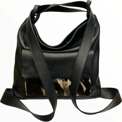 Alice. Black shoulder bag and backpack with pocket