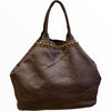Brown large leather shoulder bag