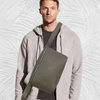Grey unisex minimal leather belt bag
