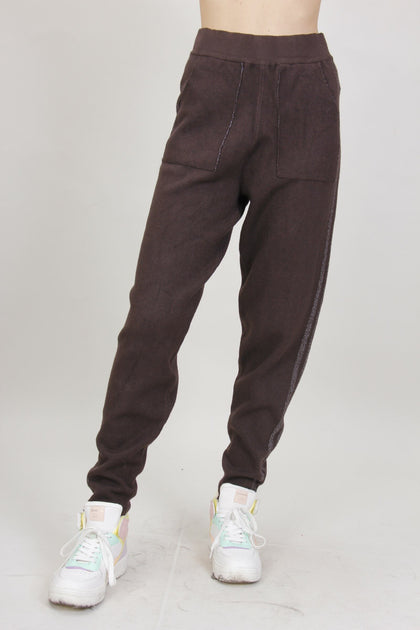 Soft jogger knitted pants with lurex details