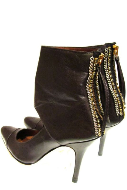 Hermes piombo.Super sexy luxury heels with metalic zip-chains and swarovski