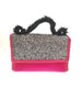Luxury fuschia textile glitter bag with velvet details
